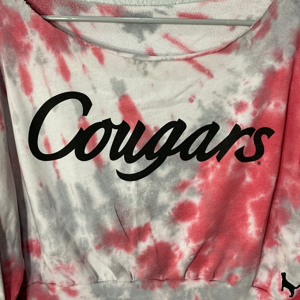 PINK Women’s Small University of Houston Off the Shoulder Tie Dye Crop Crew
